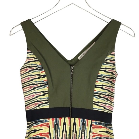 Rachel Roy Green Batik Tribal Aztec Print Sleeveless‎ Fitted Sheath Dress Size 0 - Picture 4 of 8